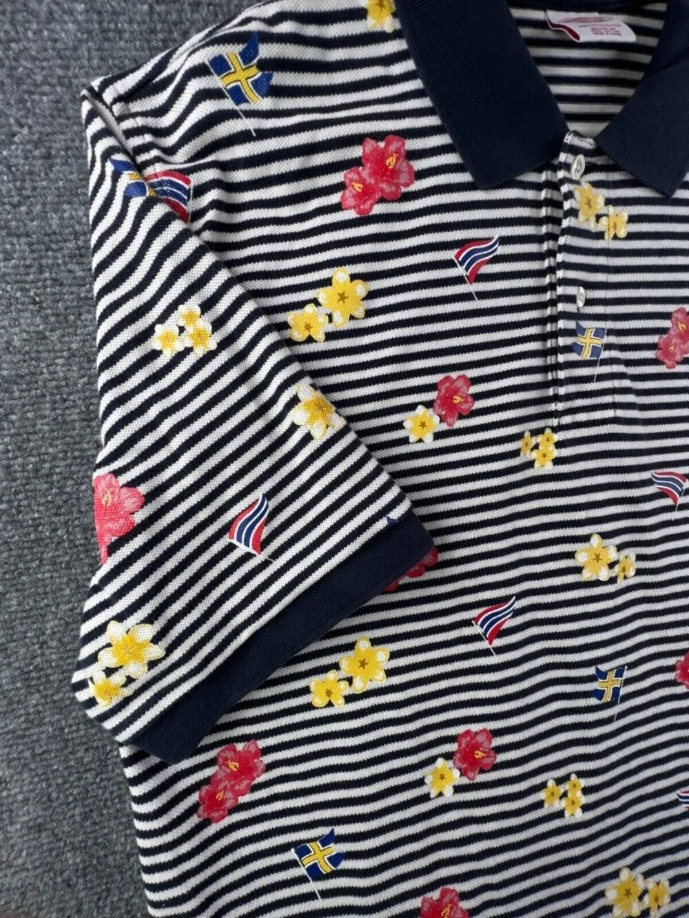 Brooks Brothers Floral Flags Short Sleeve Polo Shirt Striped Large Original Fit - Picture 11 of 15